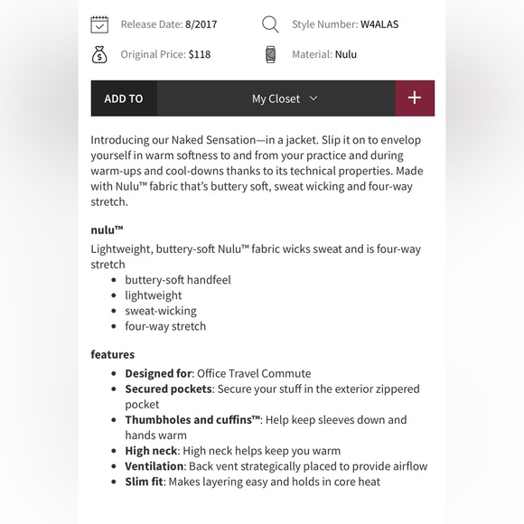 Lululemon contour jacket Great condition pelt color sz 8 - Picture 2 of 7